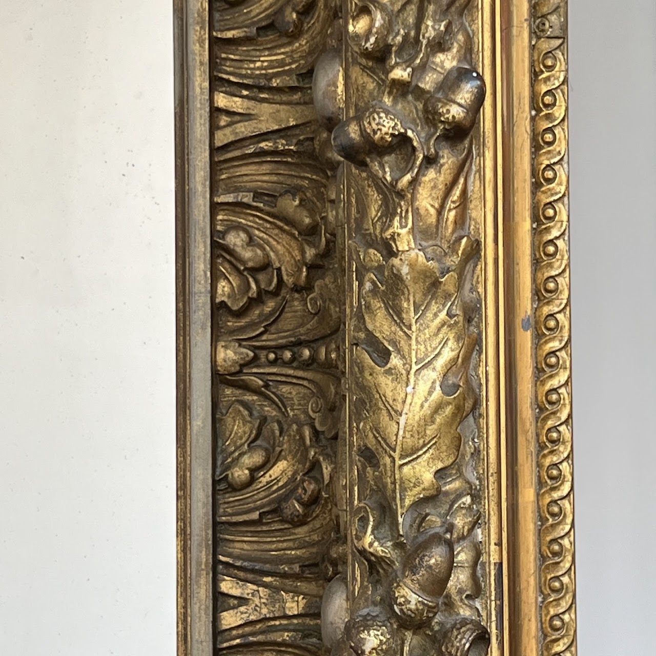 19th C. French Gilded Acorn and Oak Leaf Framed Monumental Mantel Mirror