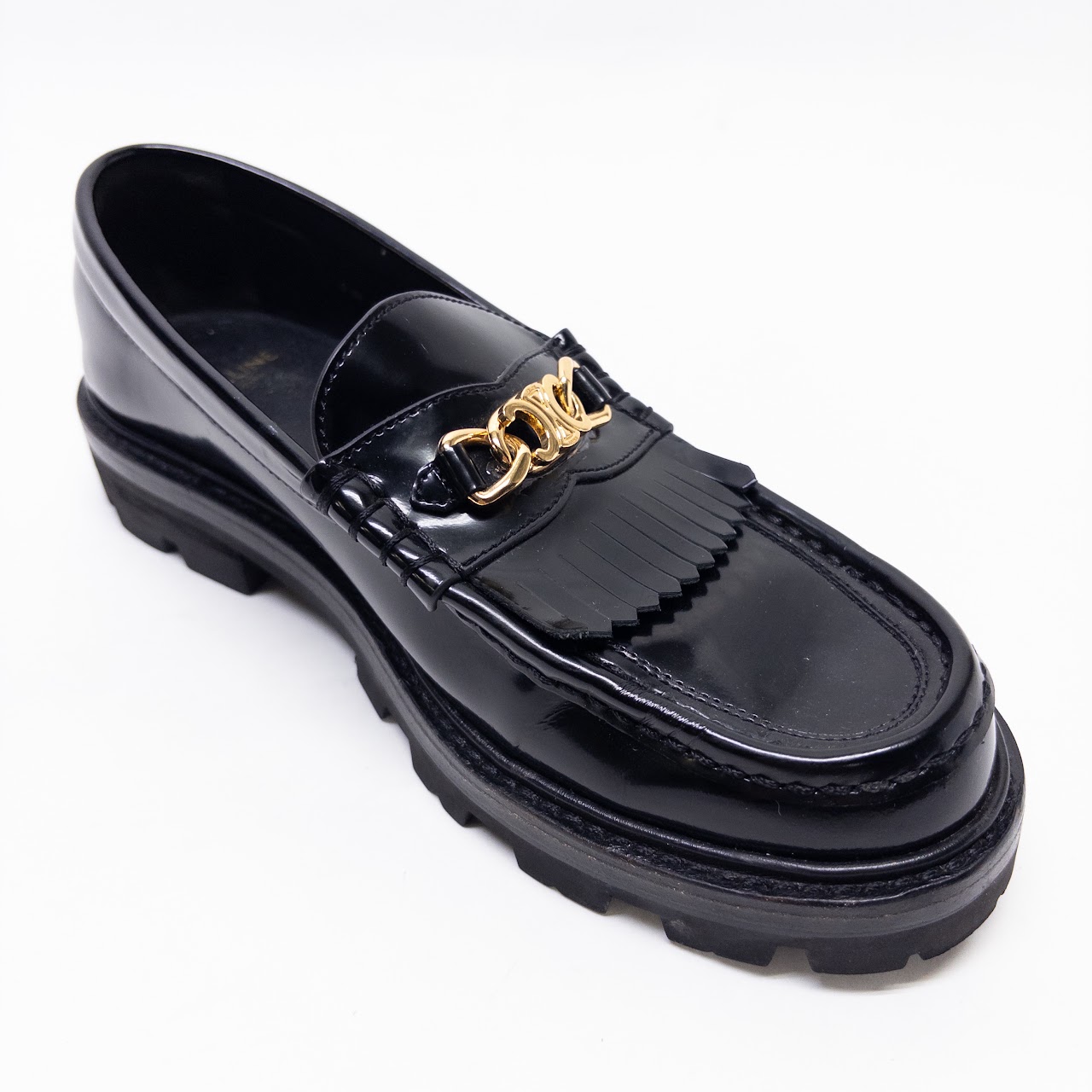 Celine Black Leather Margaret Loafers