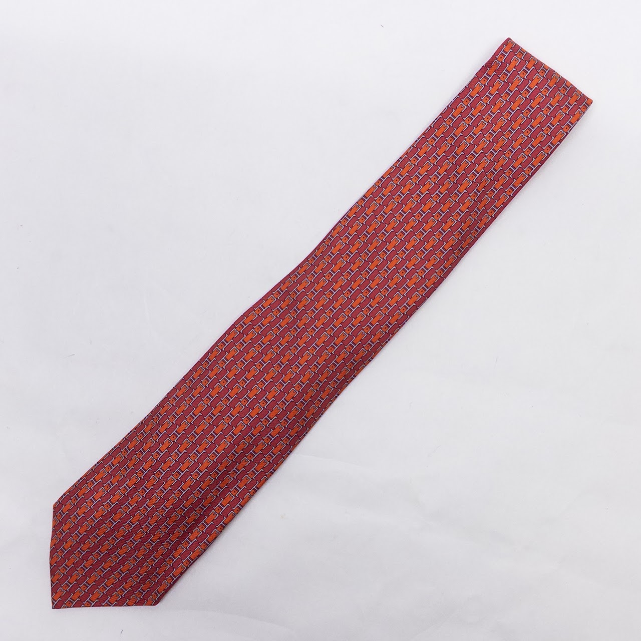 Hermès Red H Buckle Silk Tie