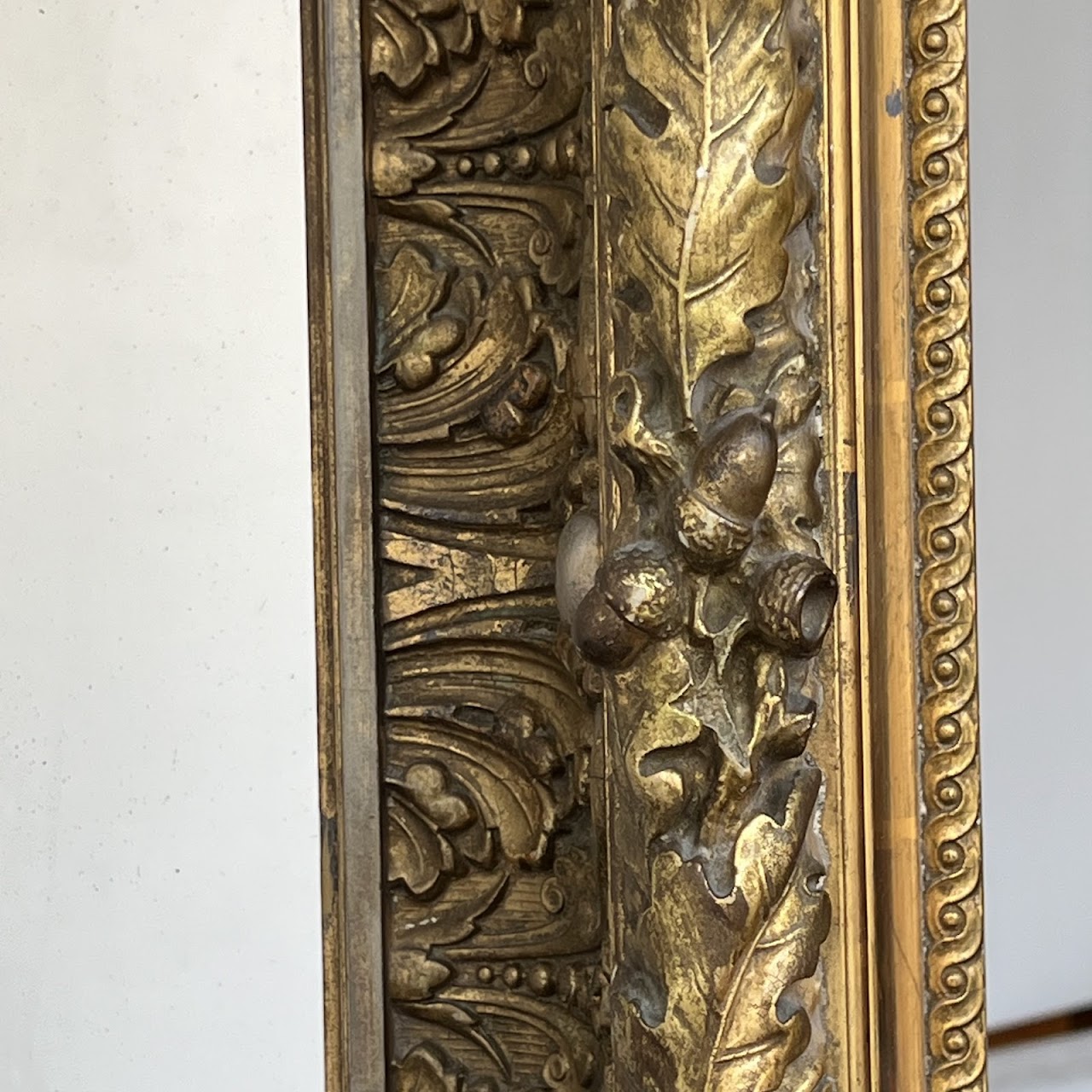 19th C. French Gilded Acorn and Oak Leaf Framed Monumental Mantel Mirror