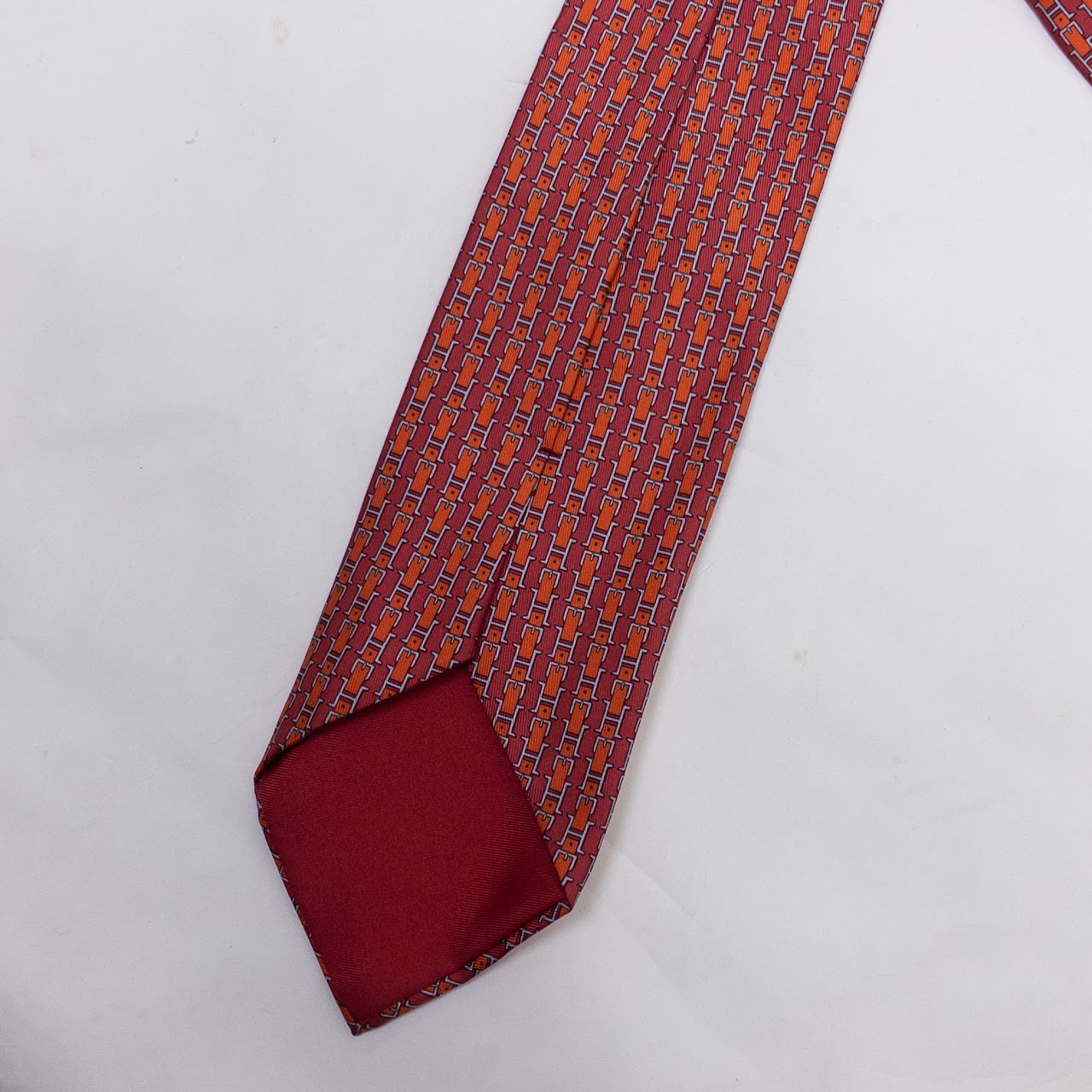 Hermès Red H Buckle Silk Tie