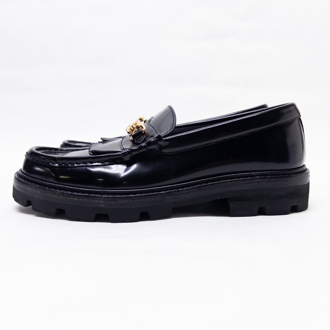 Celine Black Leather Margaret Loafers