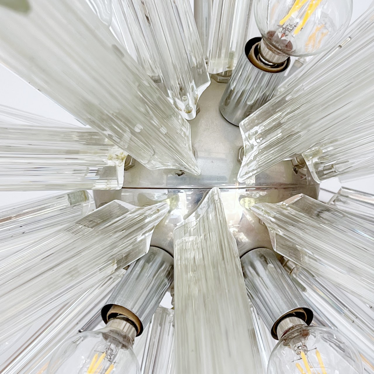 Mid-Century Modern Italian Chrome and Glass Sputnik Chandelier