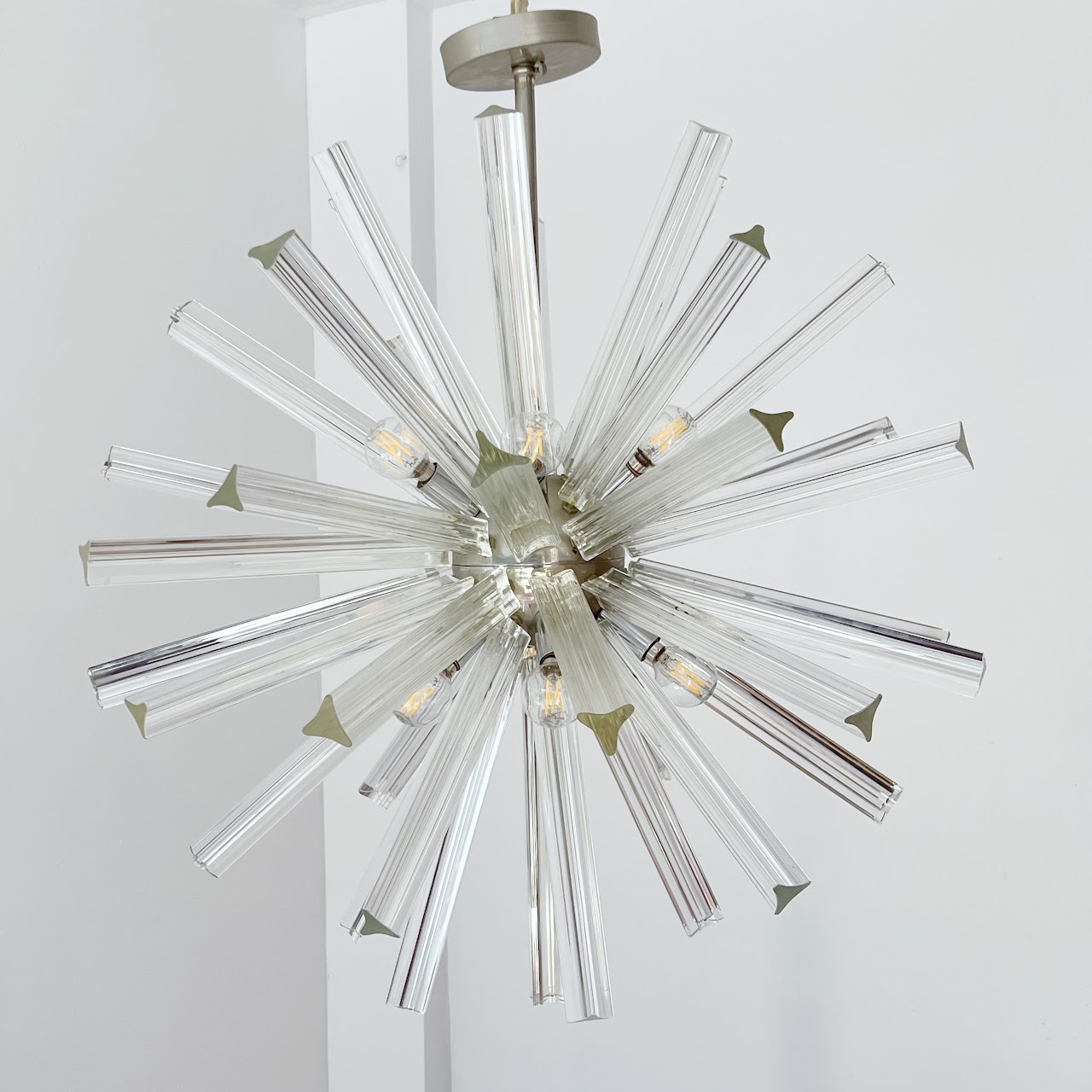 Mid-Century Modern Italian Chrome and Glass Sputnik Chandelier