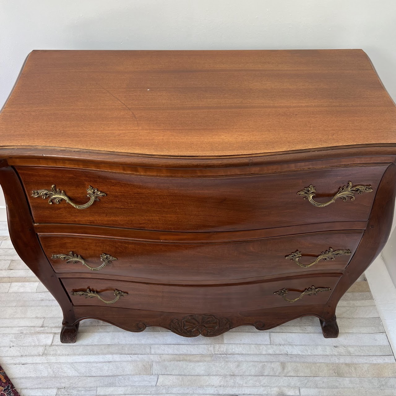 Louis XV Style Mahogany Three Drawer Dresser