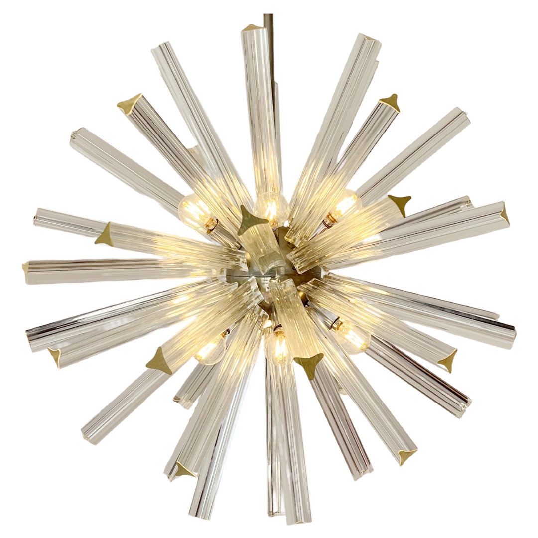 Mid-Century Modern Italian Chrome and Glass Sputnik Chandelier