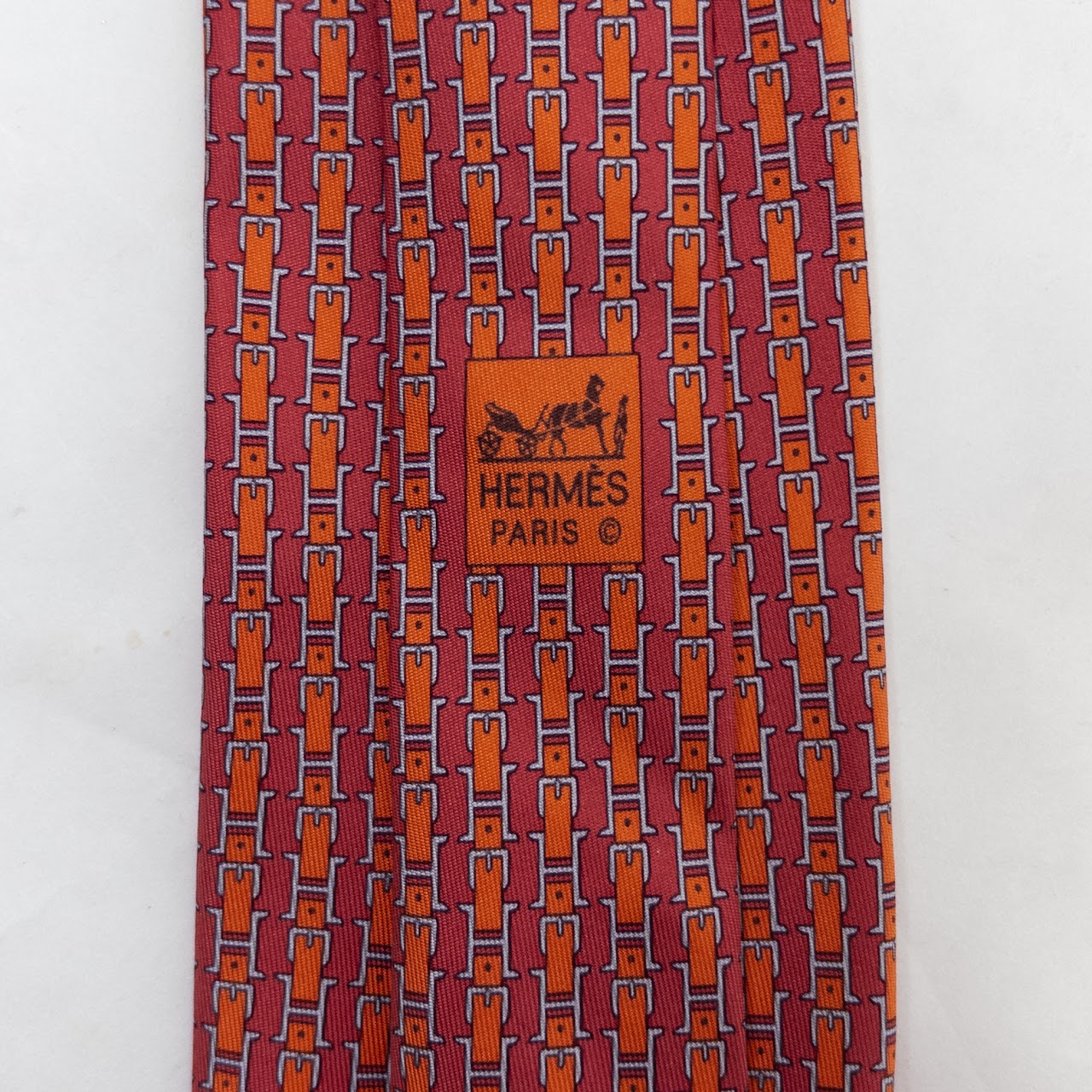 Hermès Red H Buckle Silk Tie