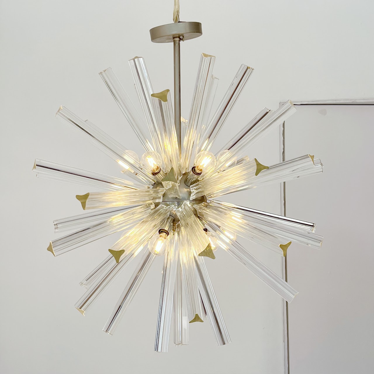 Mid-Century Modern Italian Chrome and Glass Sputnik Chandelier