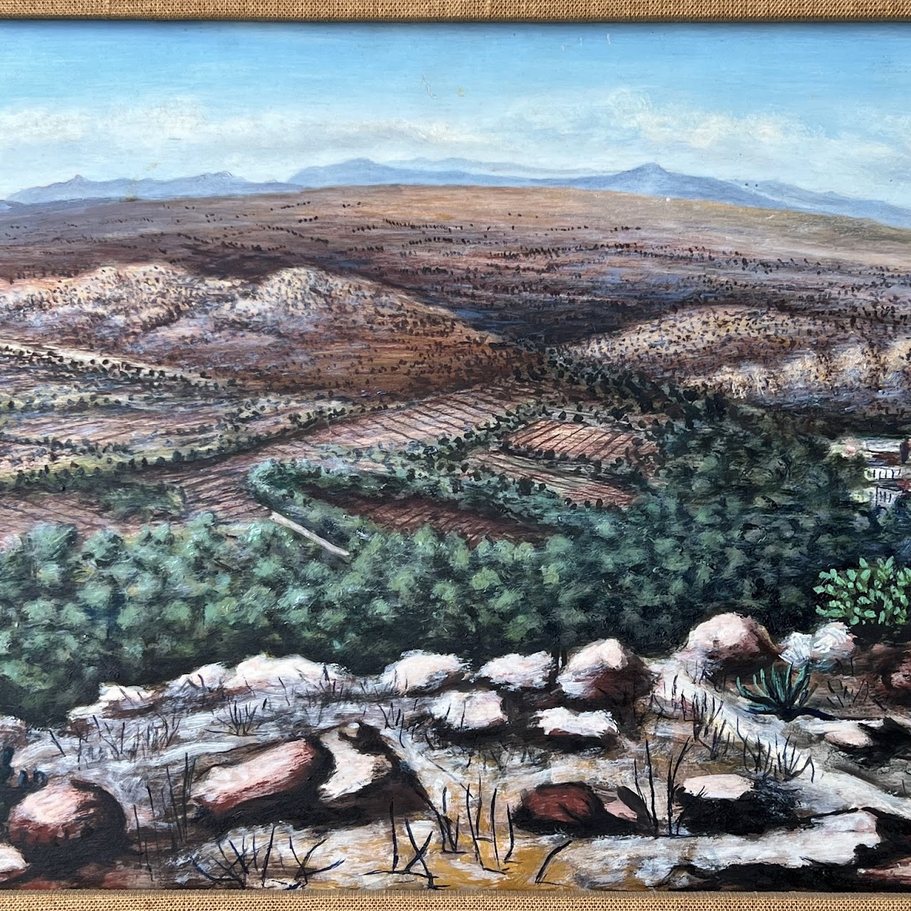 Amador Lugo Guadarrama 'Valle de San Miguel' Signed Mexican Landscape Painting, 1963