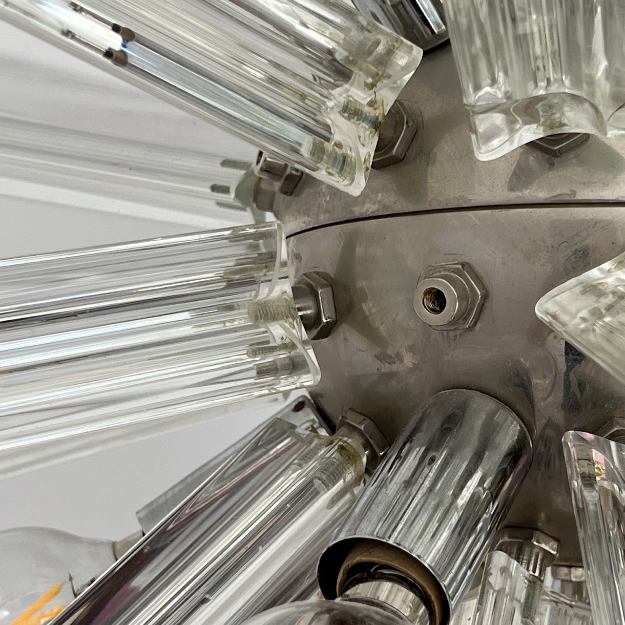 Mid-Century Modern Italian Chrome and Glass Sputnik Chandelier