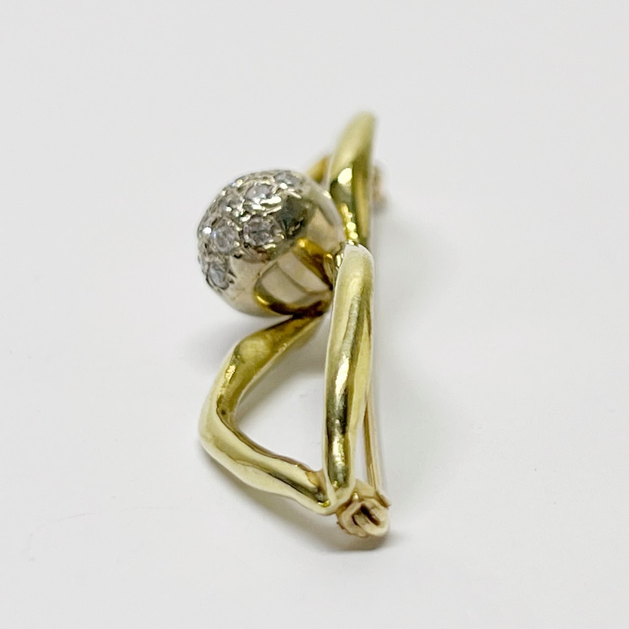 14K Gold and Diamond Brooch