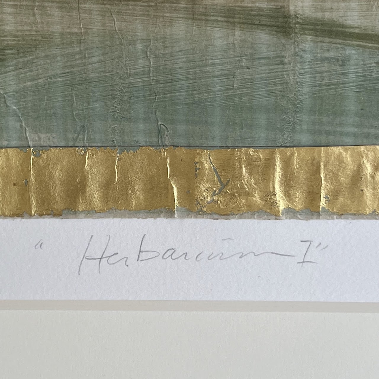 'Herbarium I' Signed Aquatint Etching, Chine Collé and Gold Leaf Monotype