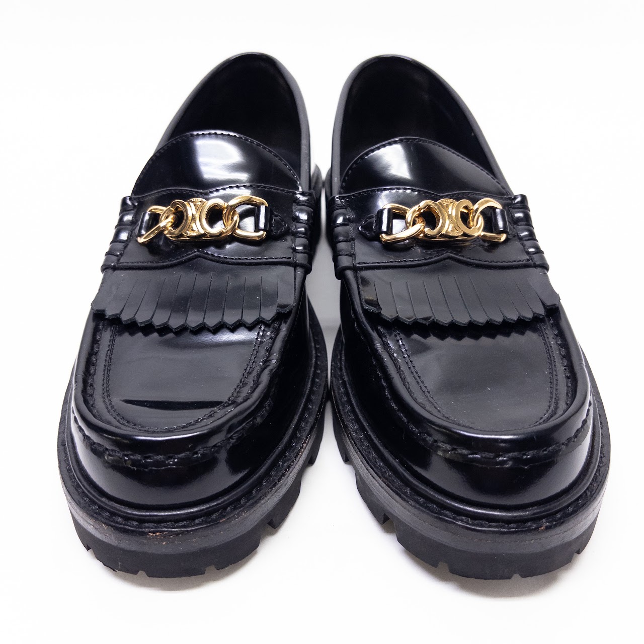 Celine Black Leather Margaret Loafers