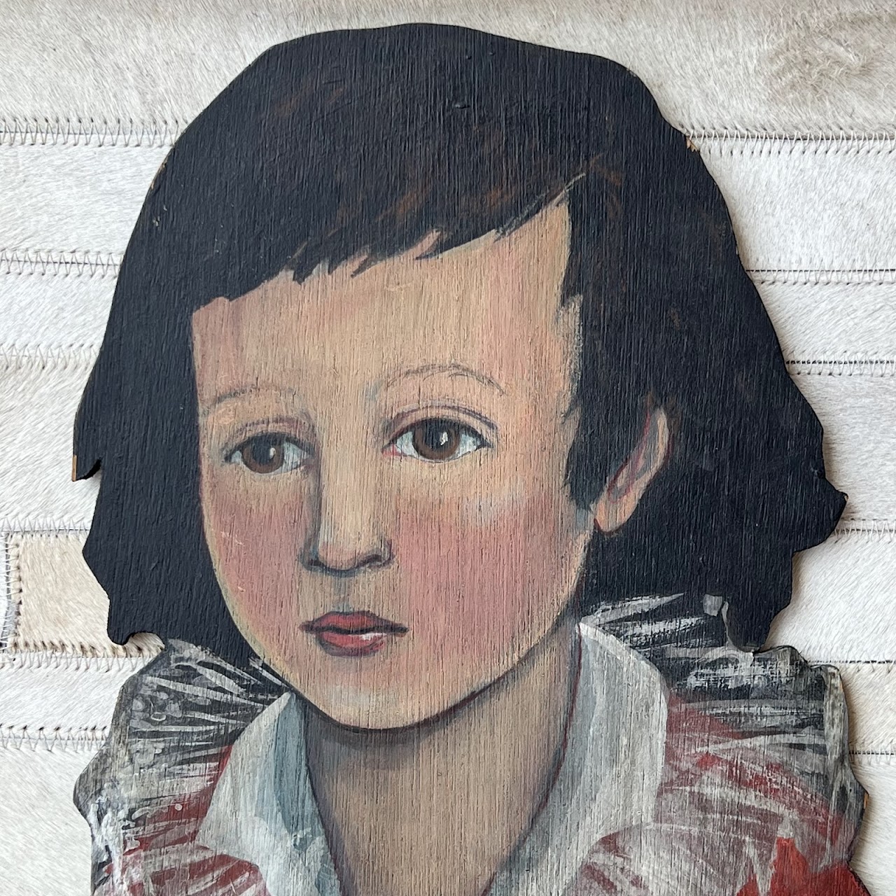 Antique Hand-Painted Plywood Cutout After Francisco de Goya 'Portrait of Manuel Osorio Manrique de Zúñiga'