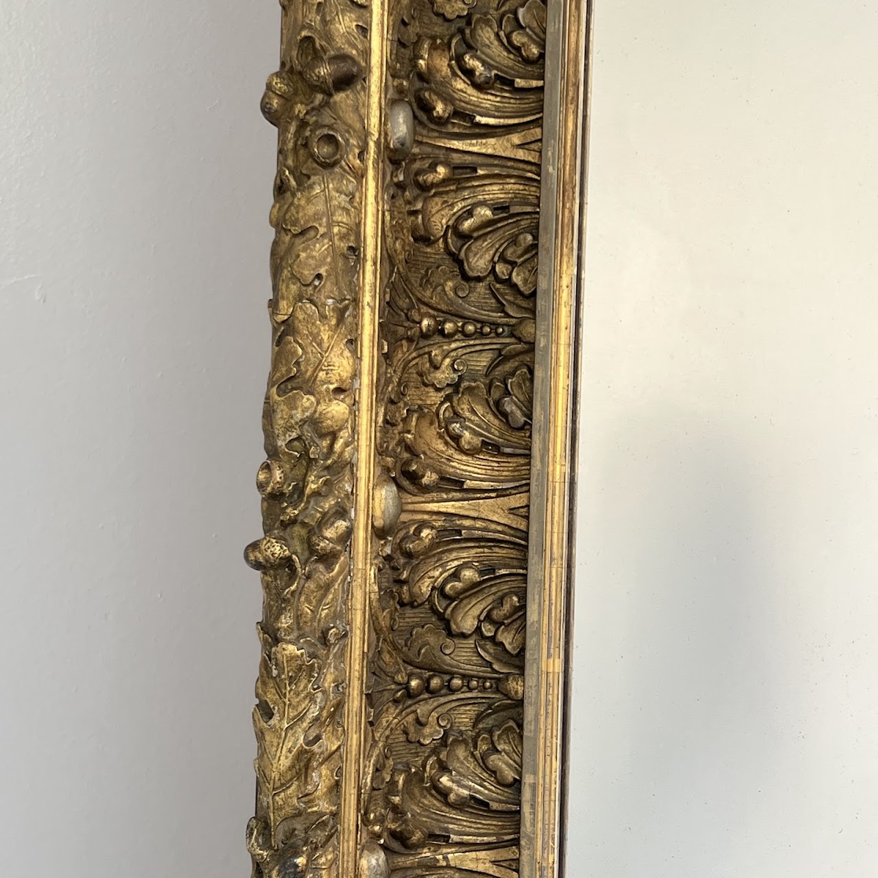 19th C. French Gilded Acorn and Oak Leaf Framed Monumental Mantel Mirror