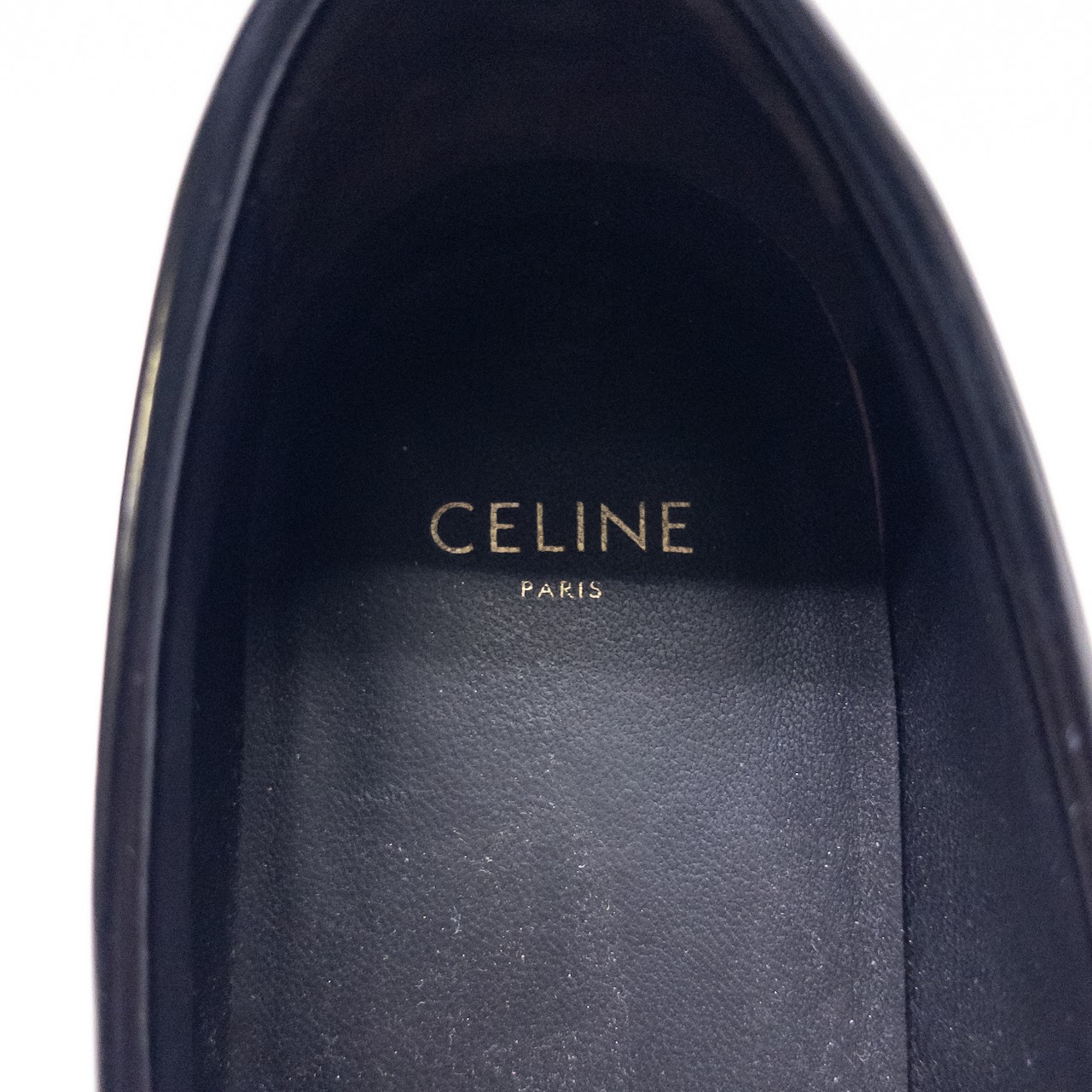 Celine Black Leather Margaret Loafers