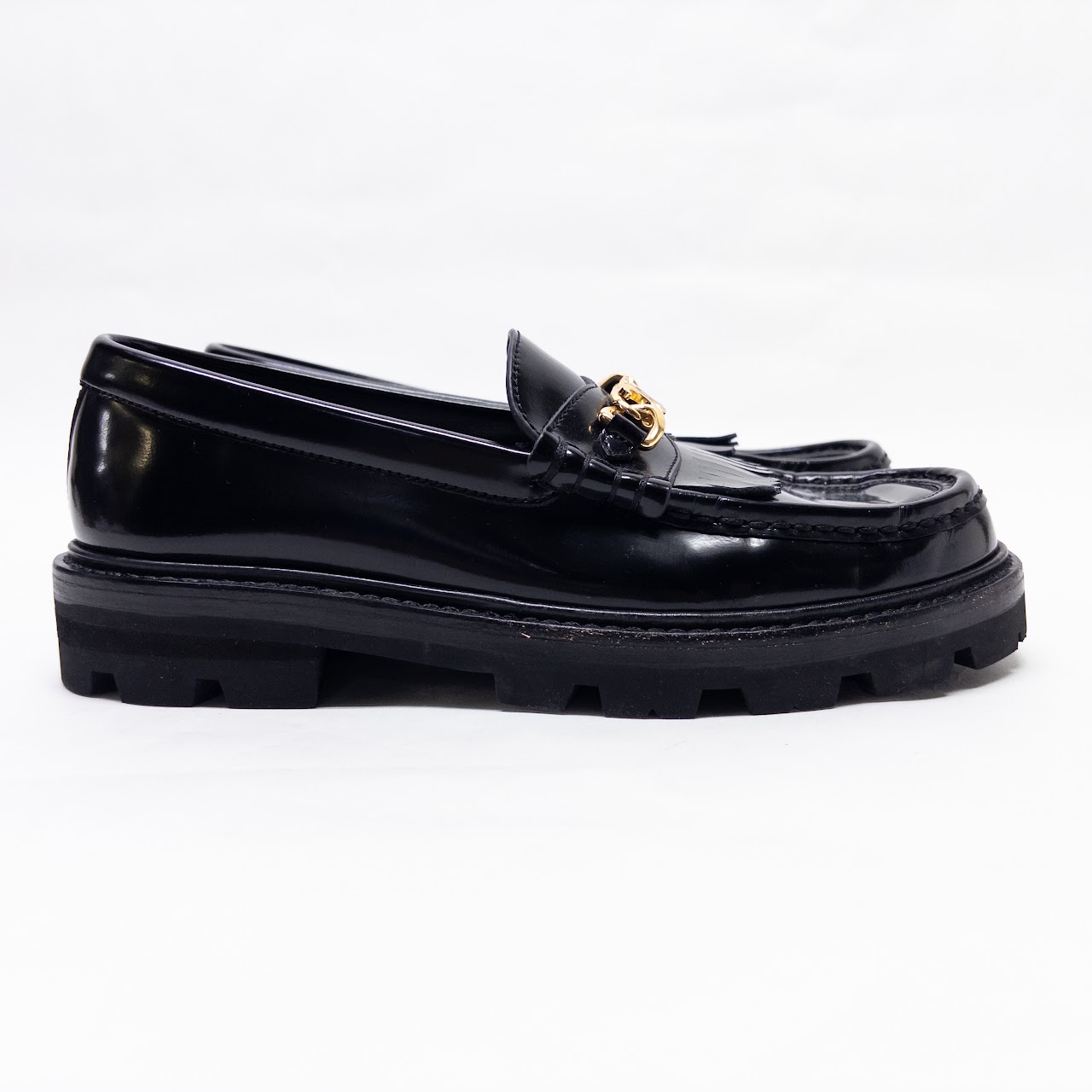 Celine Black Leather Margaret Loafers