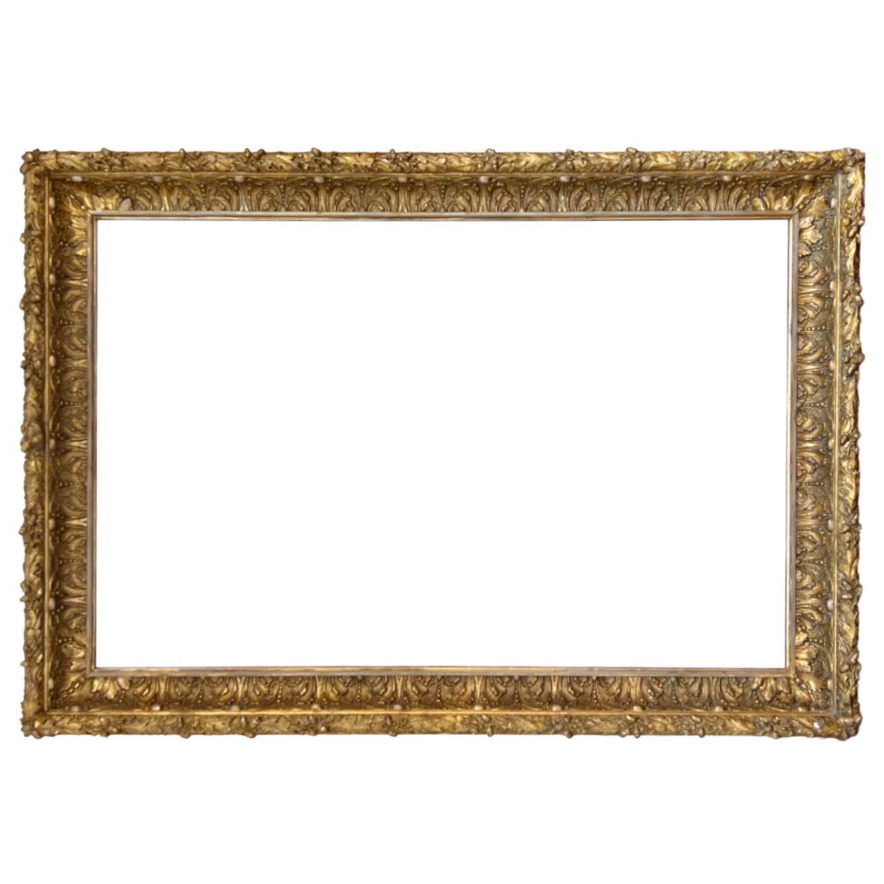 19th C. French Gilded Acorn and Oak Leaf Framed Monumental Mantel Mirror