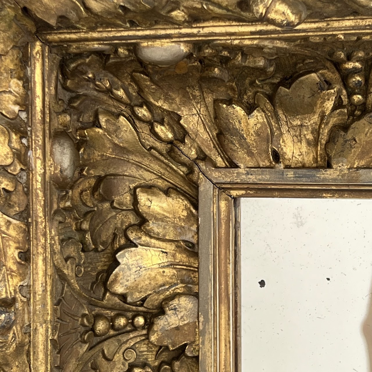 19th C. French Gilded Acorn and Oak Leaf Framed Monumental Mantel Mirror