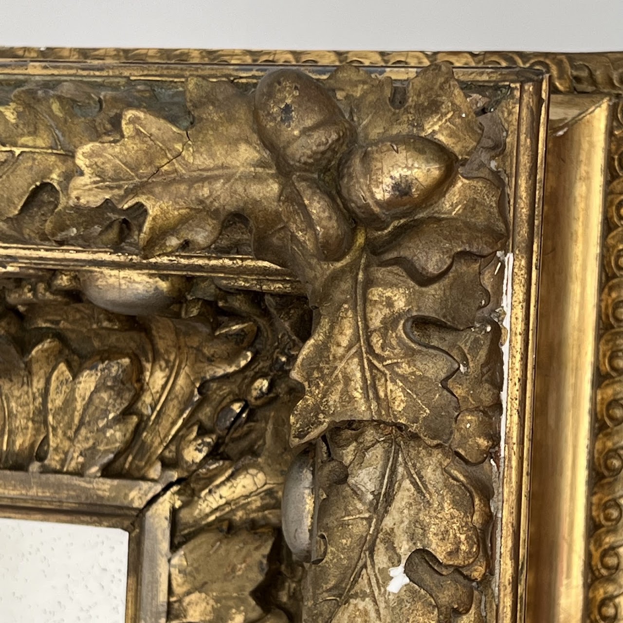 19th C. French Gilded Acorn and Oak Leaf Framed Monumental Mantel Mirror