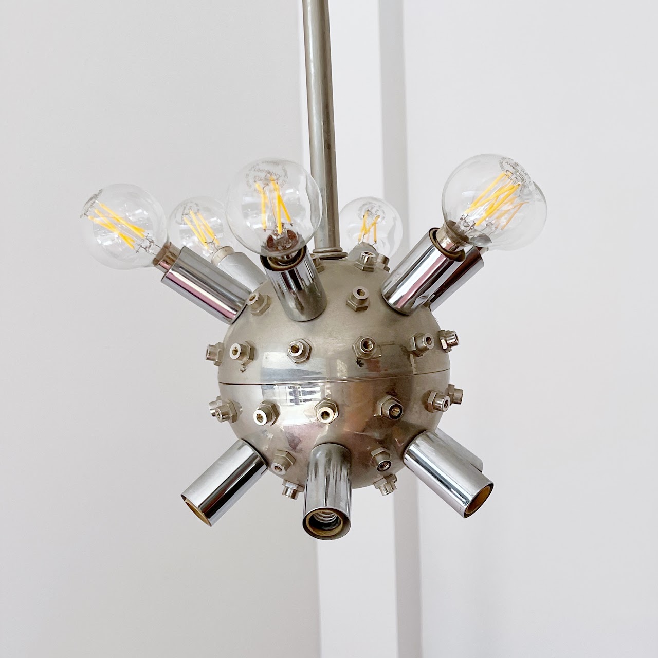 Mid-Century Modern Italian Chrome and Glass Sputnik Chandelier