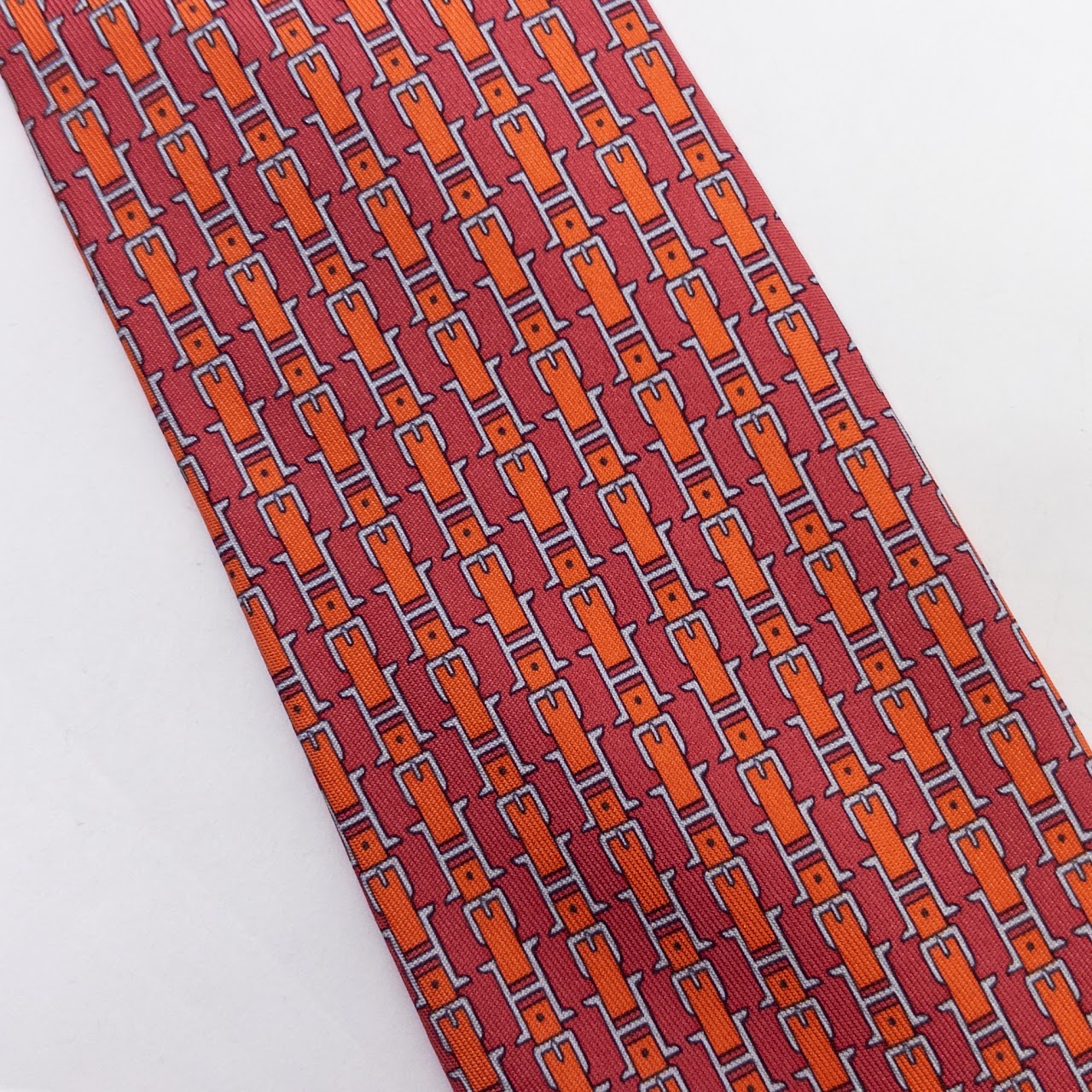 Hermès Red H Buckle Silk Tie