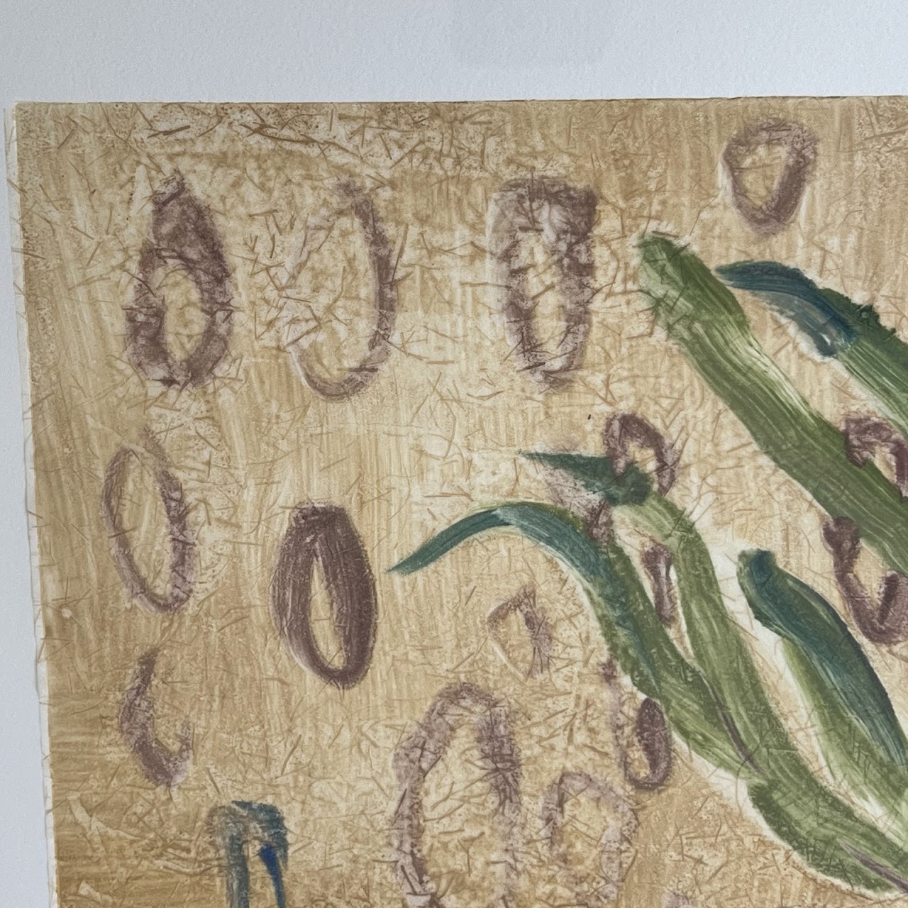 'Herbarium II' Signed Aquatint Etching, Chine Collé and Gold Leaf Monotype