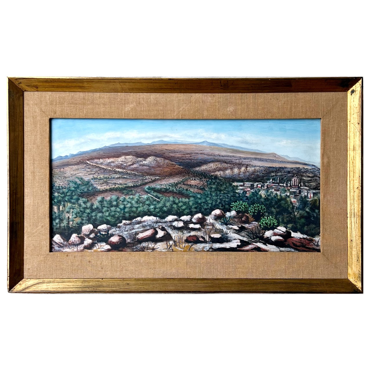 Amador Lugo Guadarrama 'Valle de San Miguel' Signed Mexican Landscape Painting, 1963