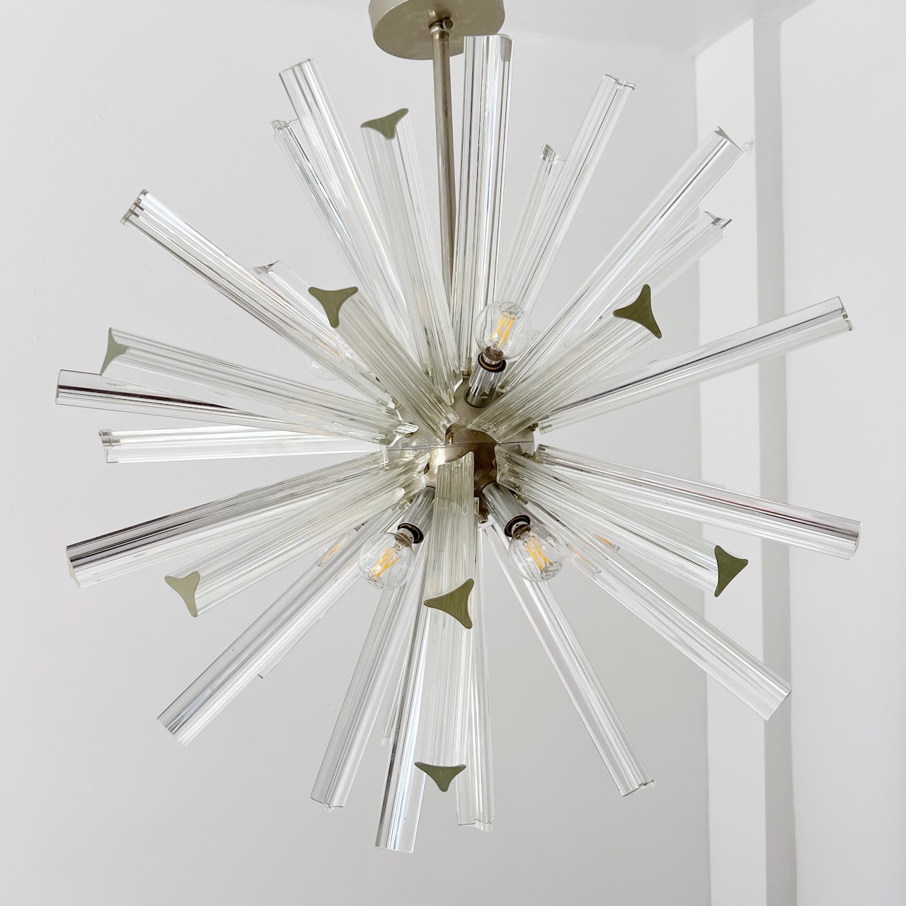 Mid-Century Modern Italian Chrome and Glass Sputnik Chandelier