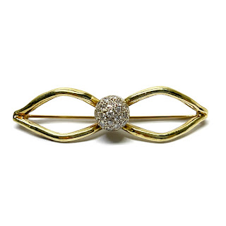 14K Gold and Diamond Brooch