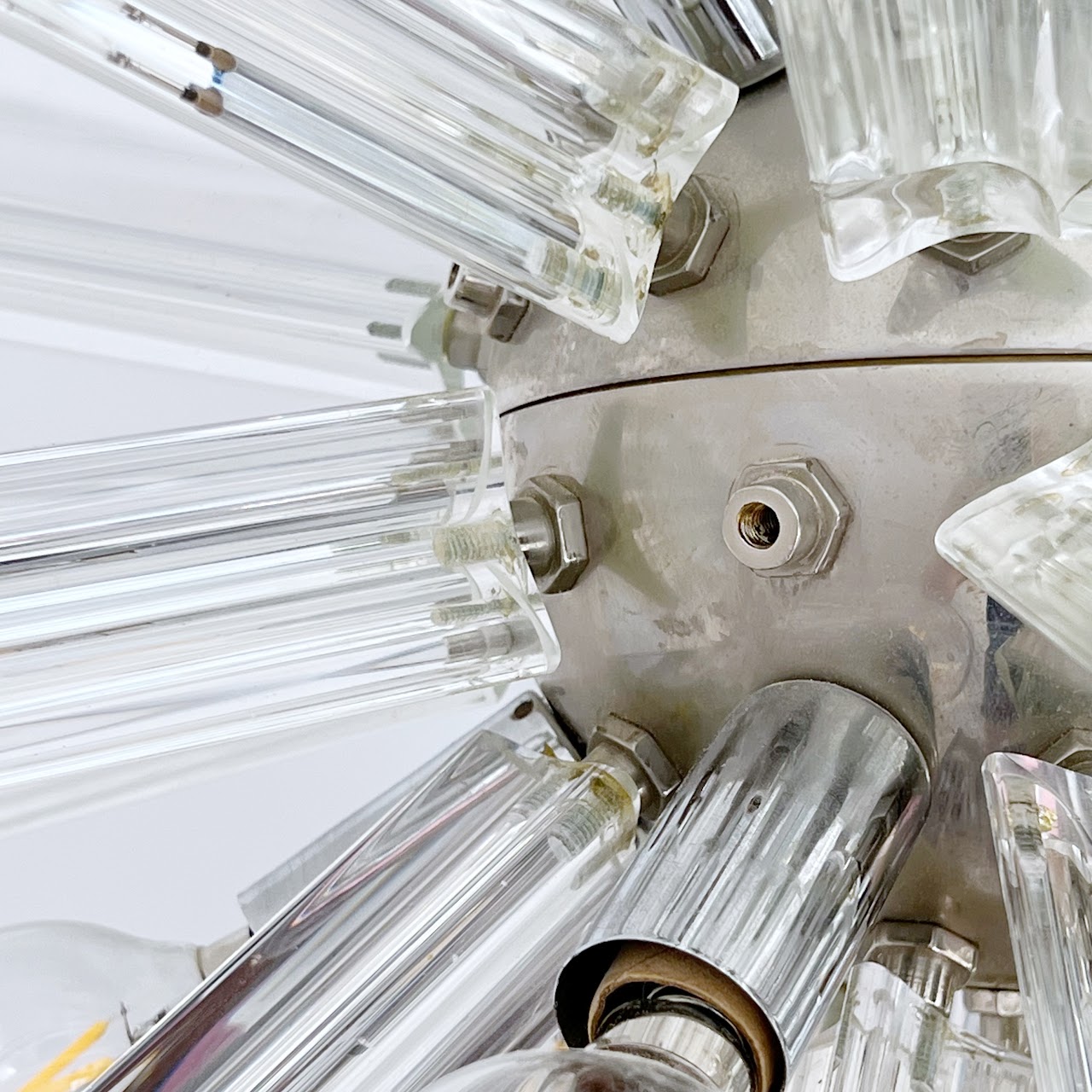 Mid-Century Modern Italian Chrome and Glass Sputnik Chandelier