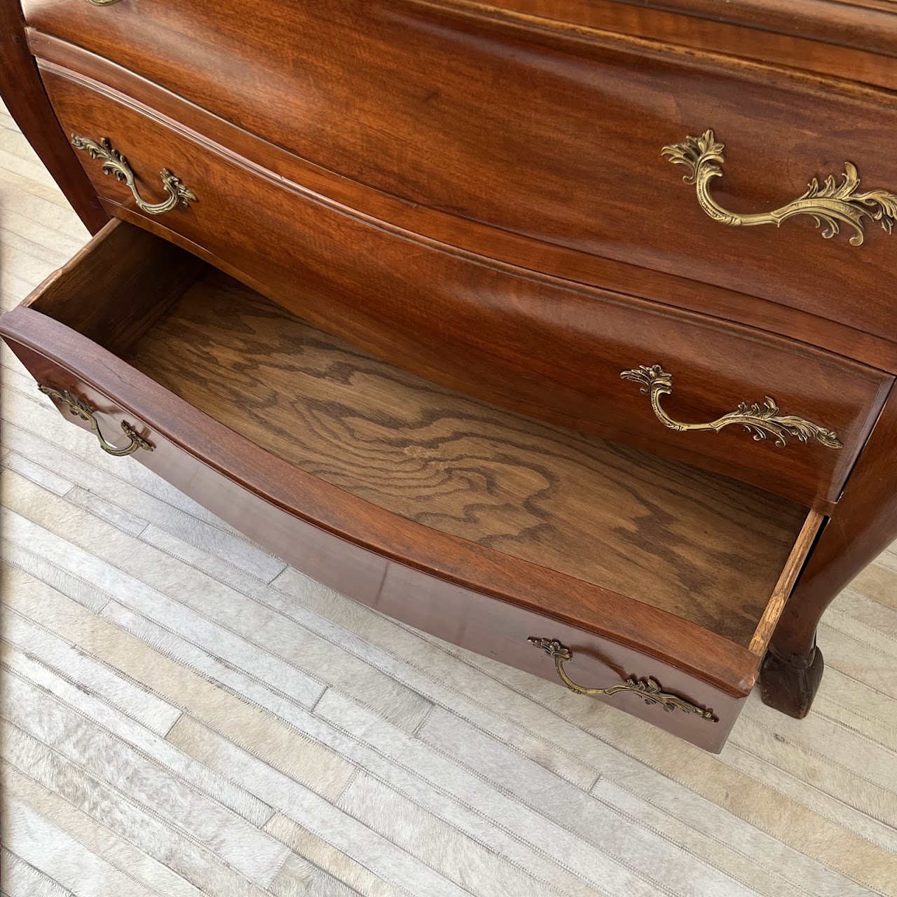 Louis XV Style Mahogany Three Drawer Dresser