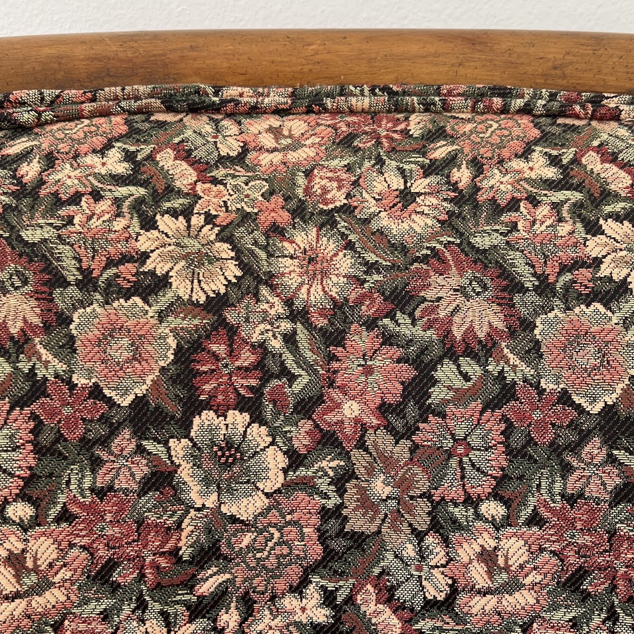 Mid-20th C. Carved Floral Upholstered Armchair Pair