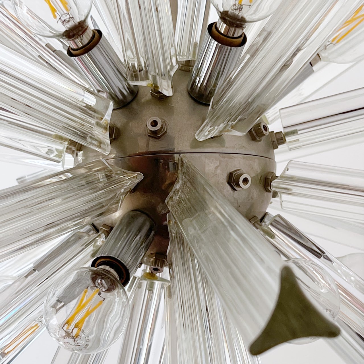 Mid-Century Modern Italian Chrome and Glass Sputnik Chandelier