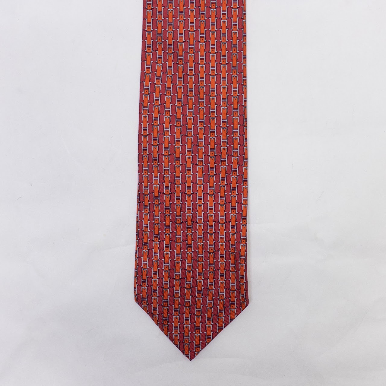 Hermès Red H Buckle Silk Tie