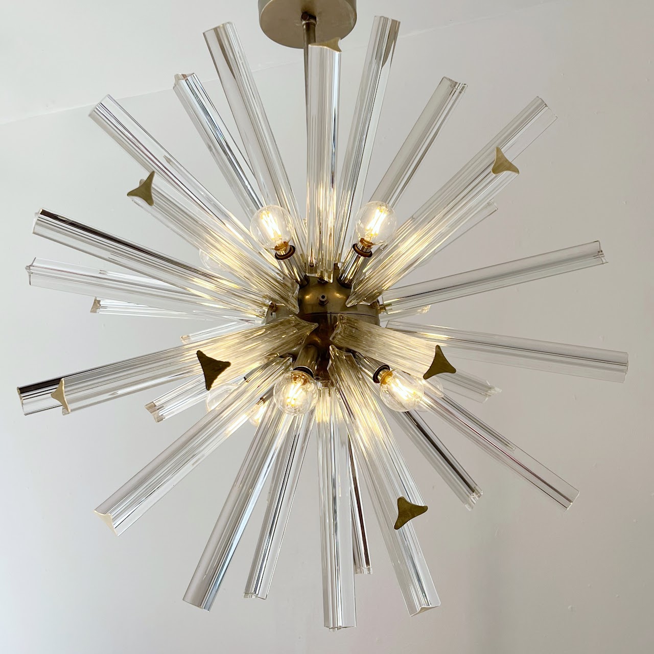 Mid-Century Modern Italian Chrome and Glass Sputnik Chandelier