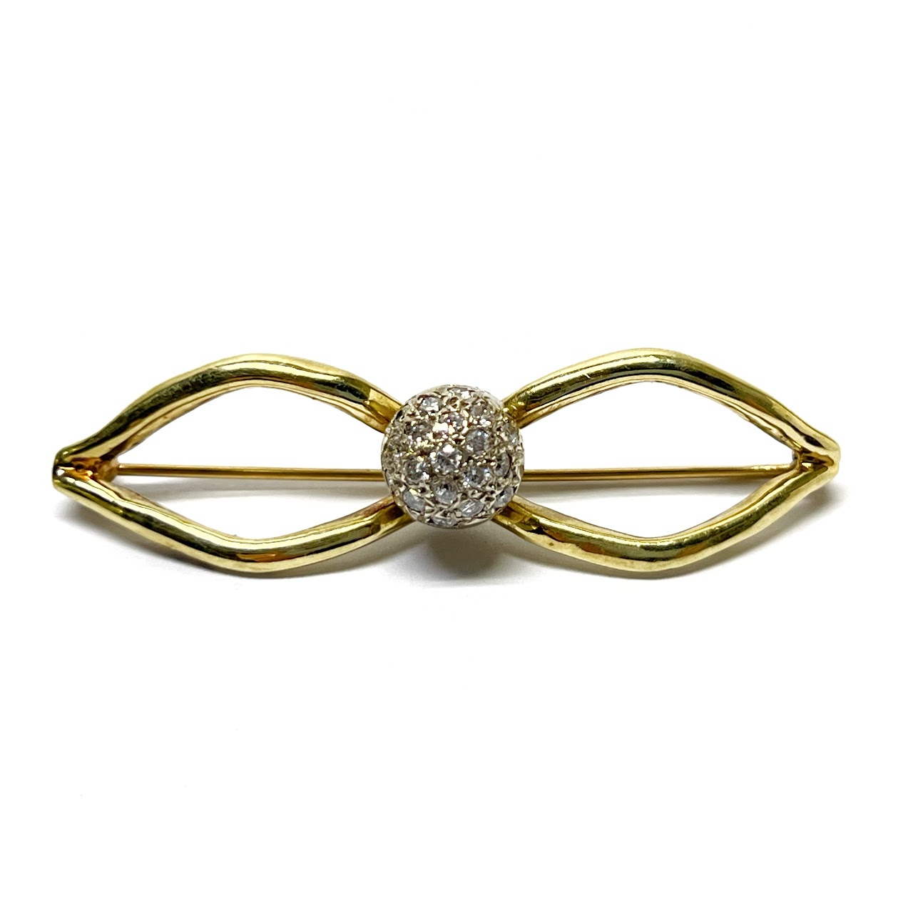 14K Gold and Diamond Brooch