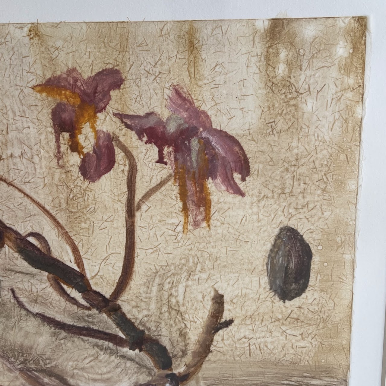 'Herbarium I' Signed Aquatint Etching, Chine Collé and Gold Leaf Monotype