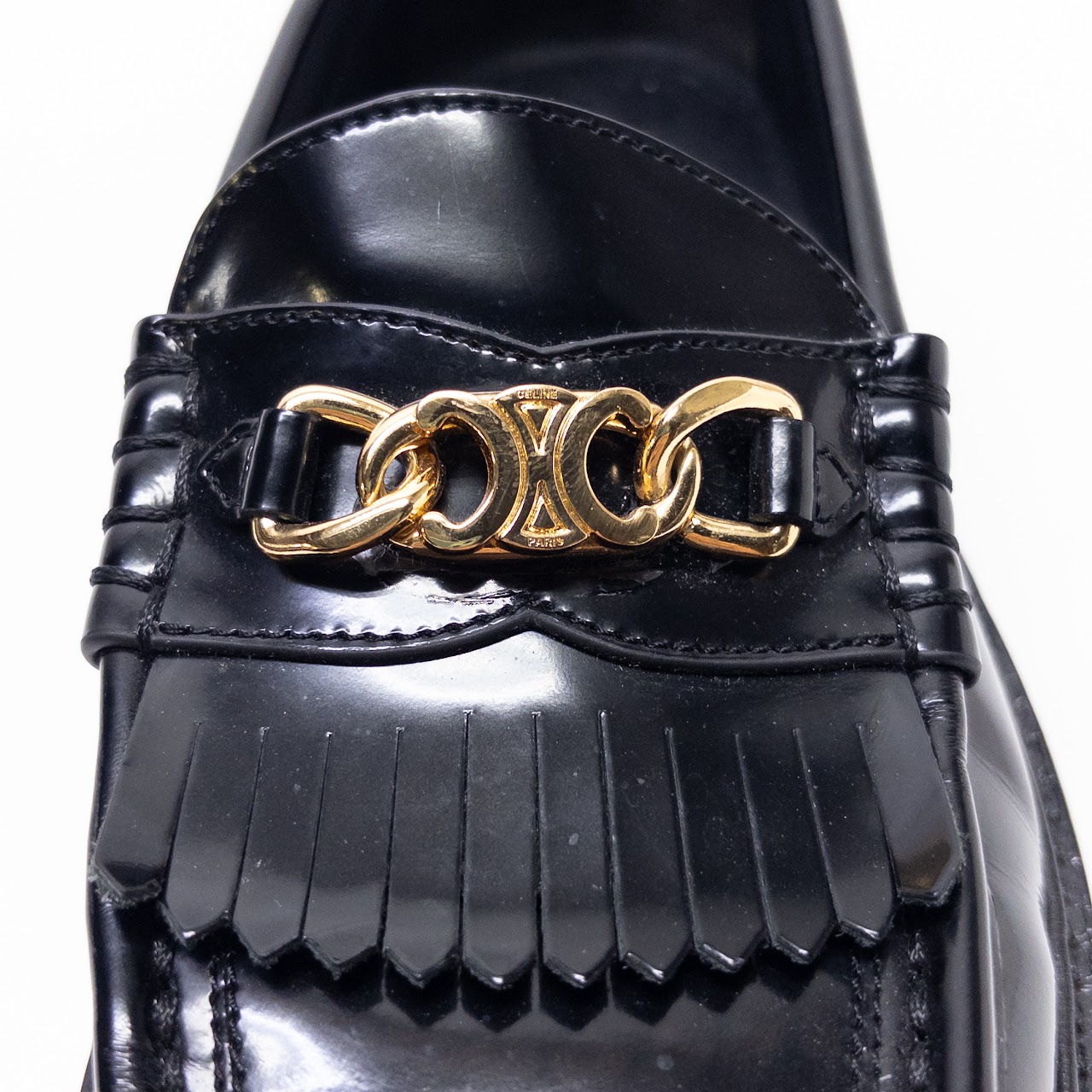 Celine Black Leather Margaret Loafers