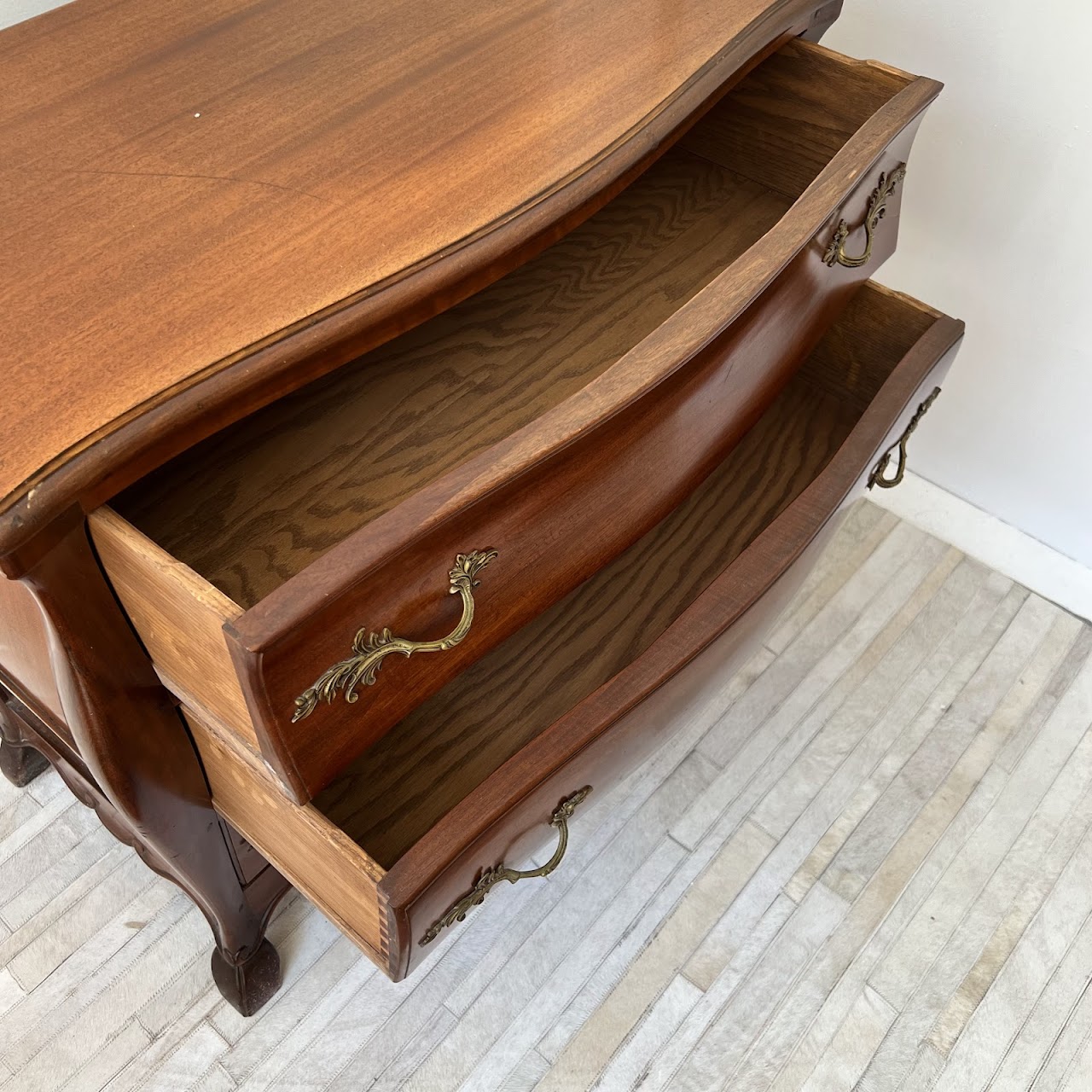 Louis XV Style Mahogany Three Drawer Dresser