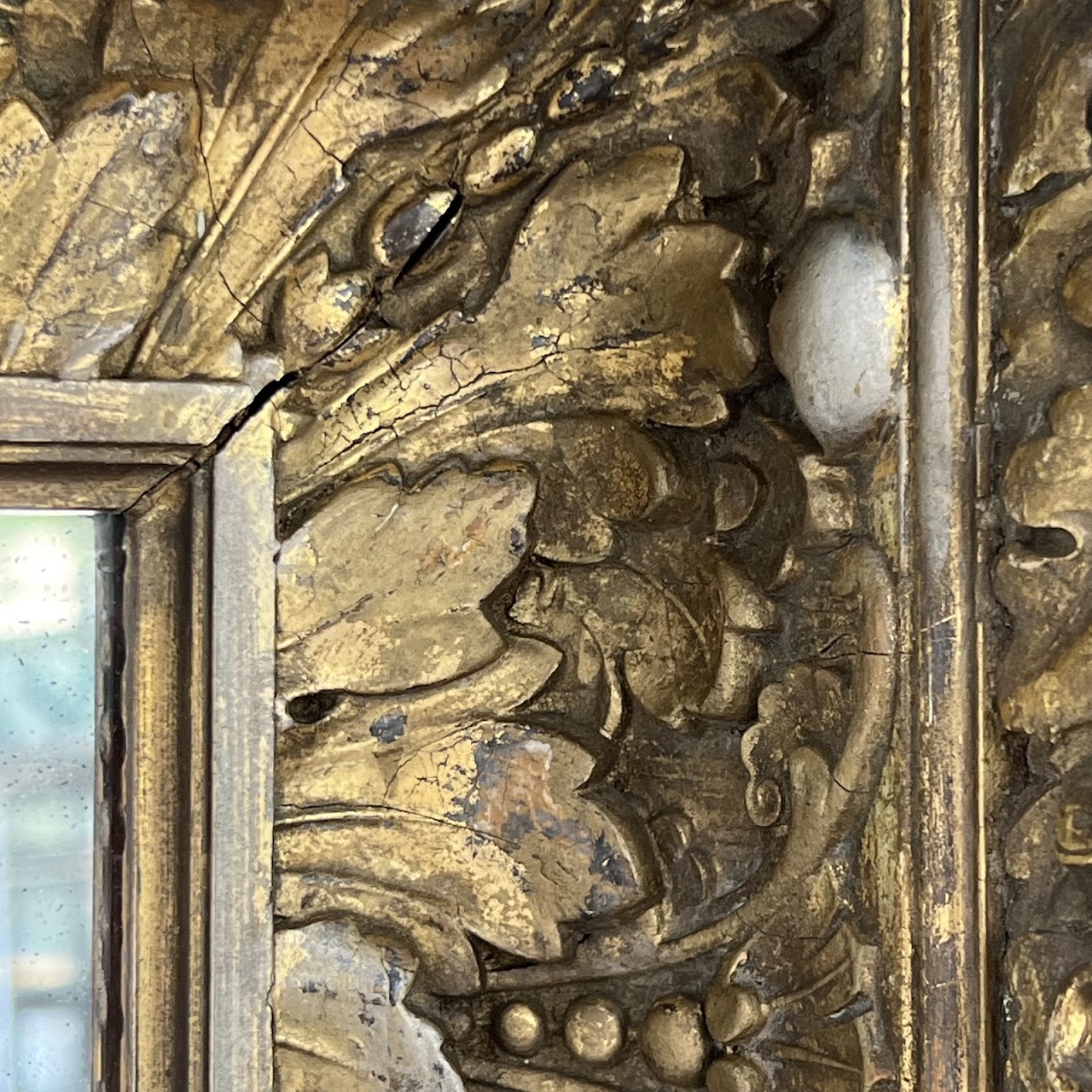 19th C. French Gilded Acorn and Oak Leaf Framed Monumental Mantel Mirror