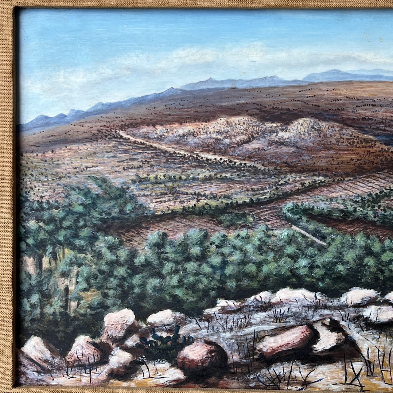 Amador Lugo Guadarrama 'Valle de San Miguel' Signed Mexican Landscape Painting, 1963