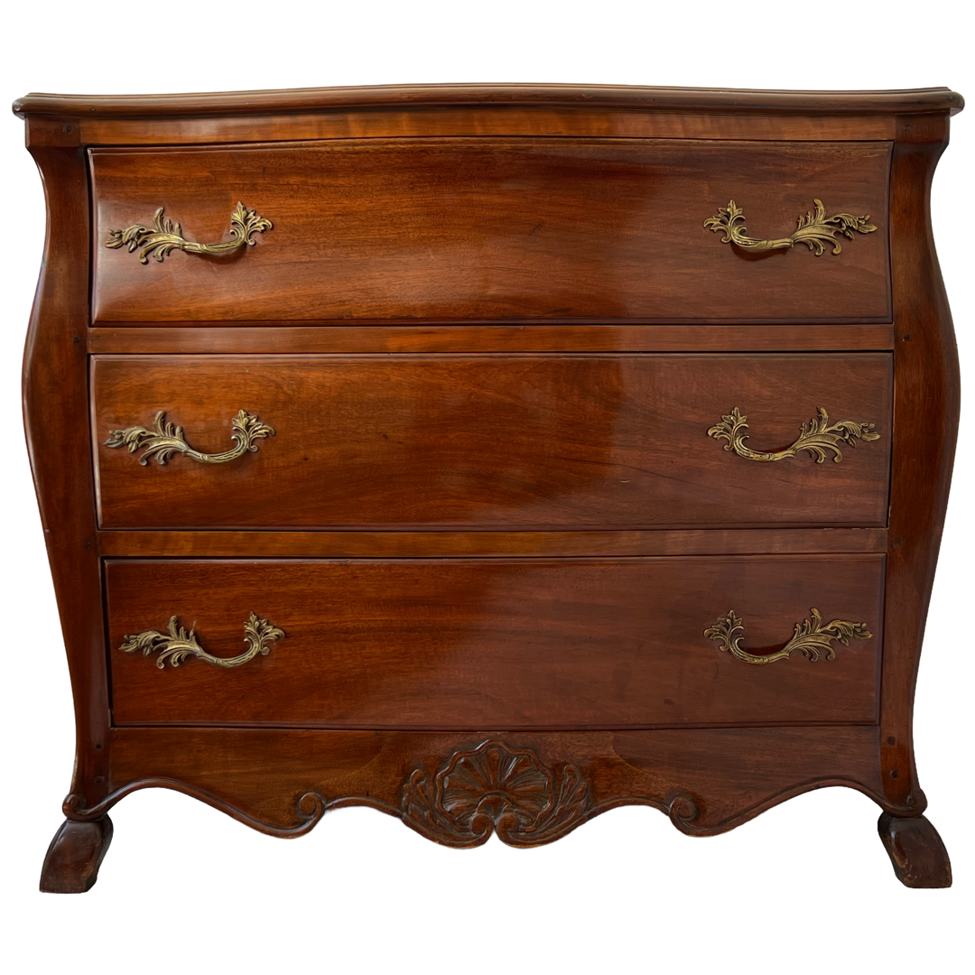 Louis XV Style Mahogany Three Drawer Dresser