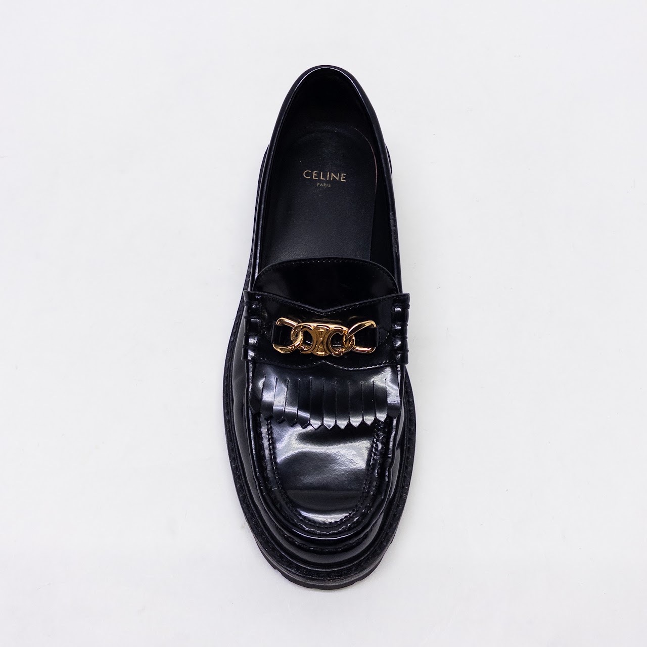 Celine Black Leather Margaret Loafers