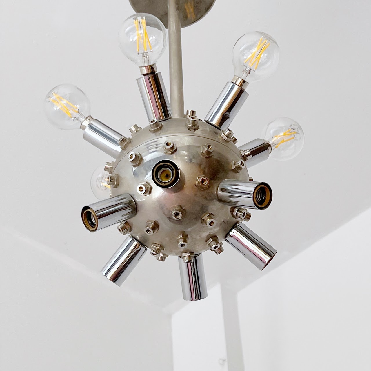 Mid-Century Modern Italian Chrome and Glass Sputnik Chandelier