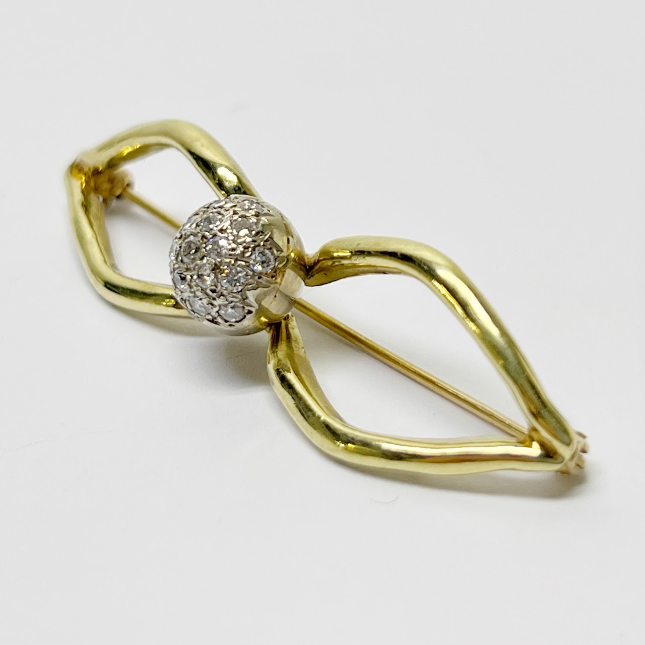 14K Gold and Diamond Brooch