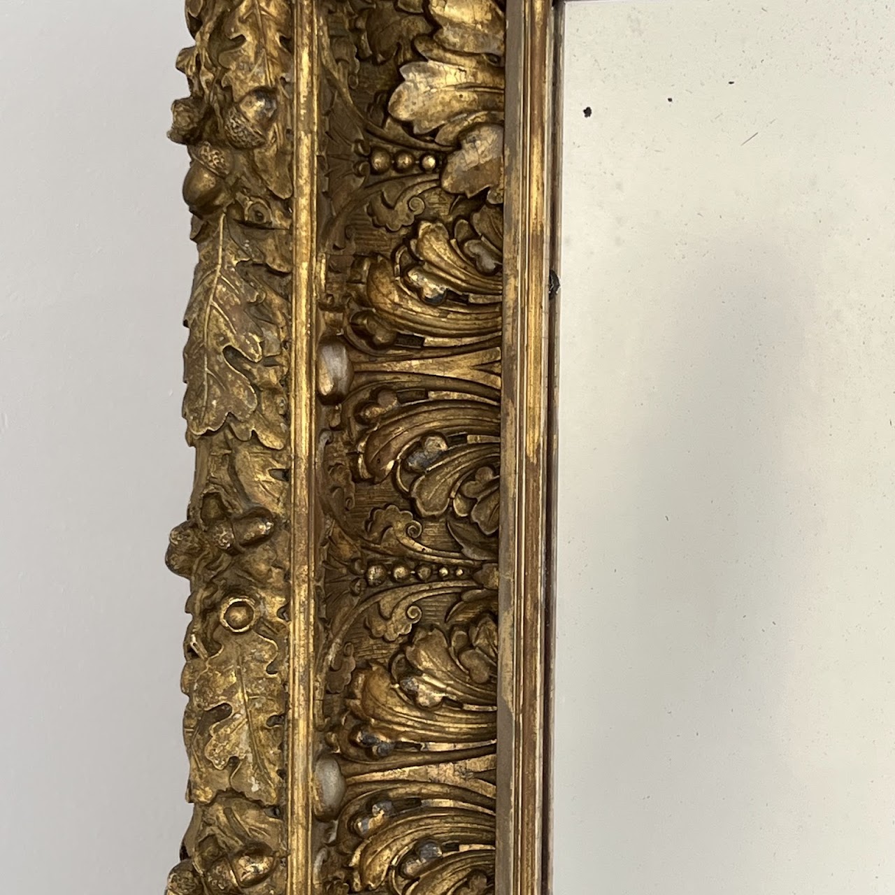 19th C. French Gilded Acorn and Oak Leaf Framed Monumental Mantel Mirror