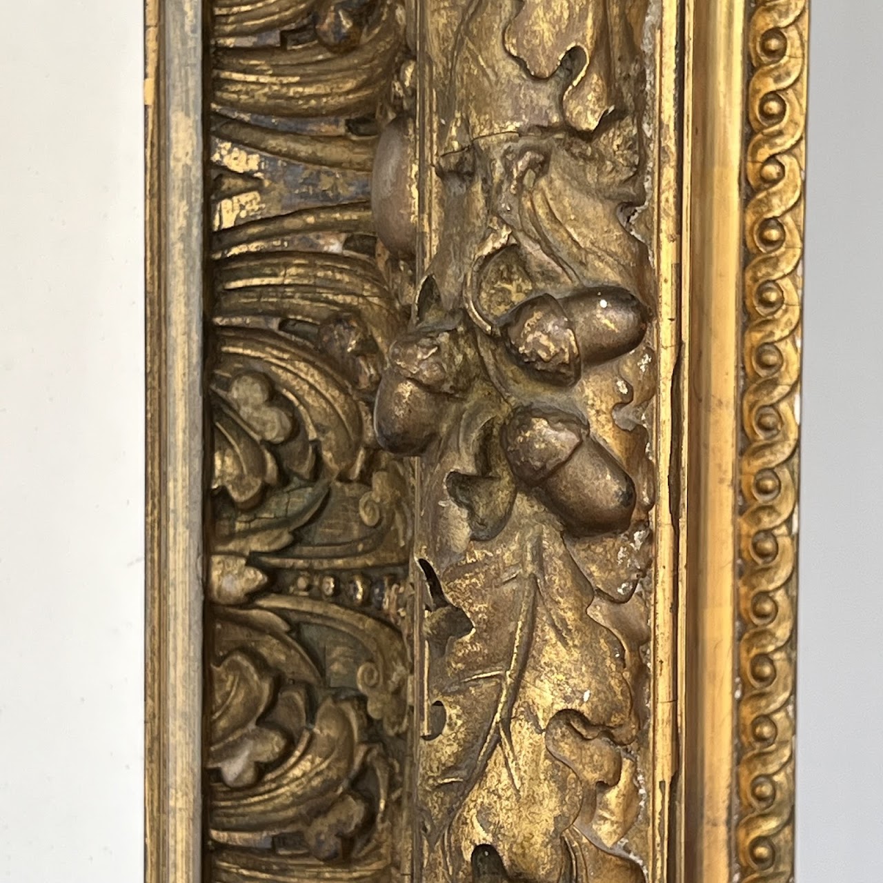 19th C. French Gilded Acorn and Oak Leaf Framed Monumental Mantel Mirror