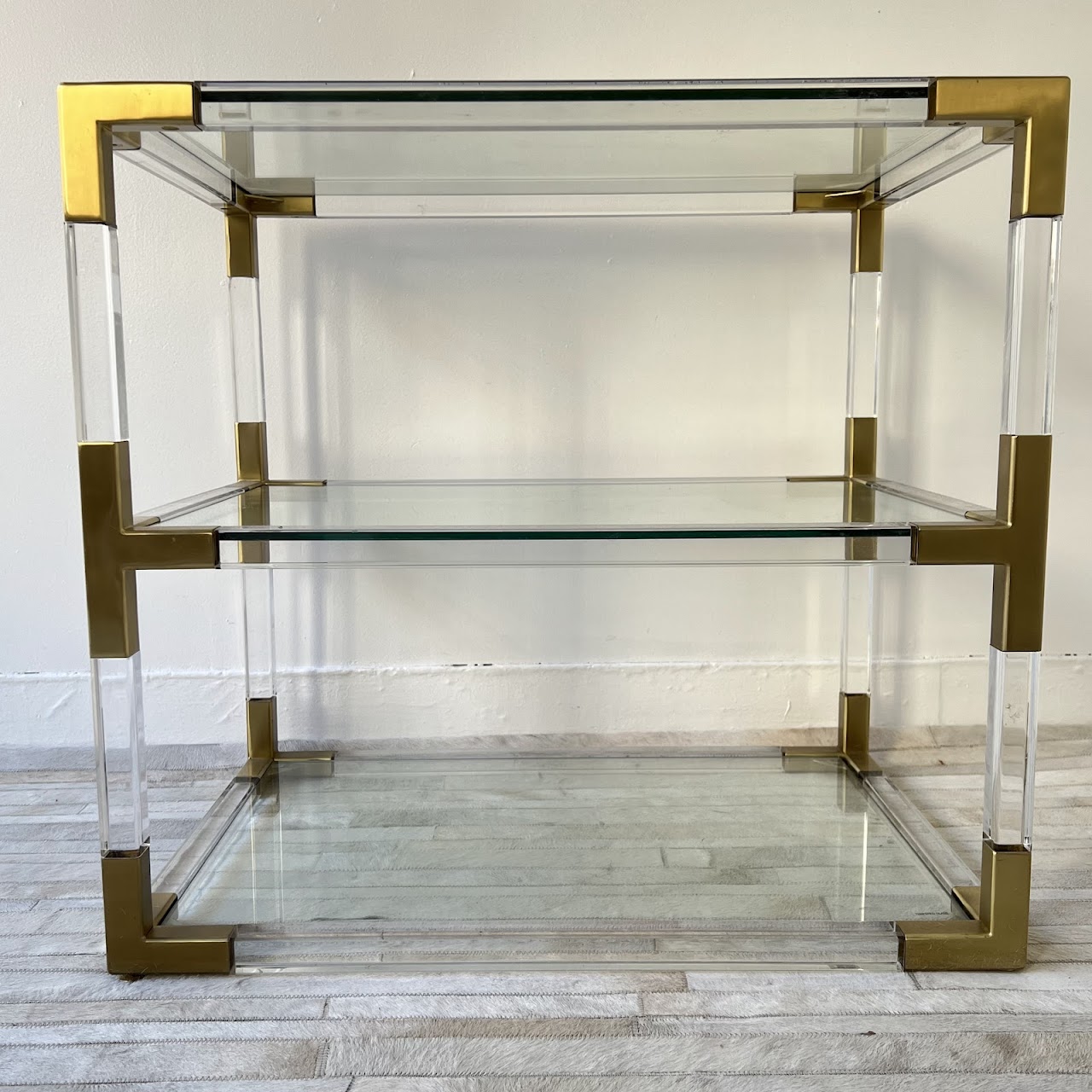 Jonathan Adler Jacques Acrylic and Brass Two-Tier Side Table #2