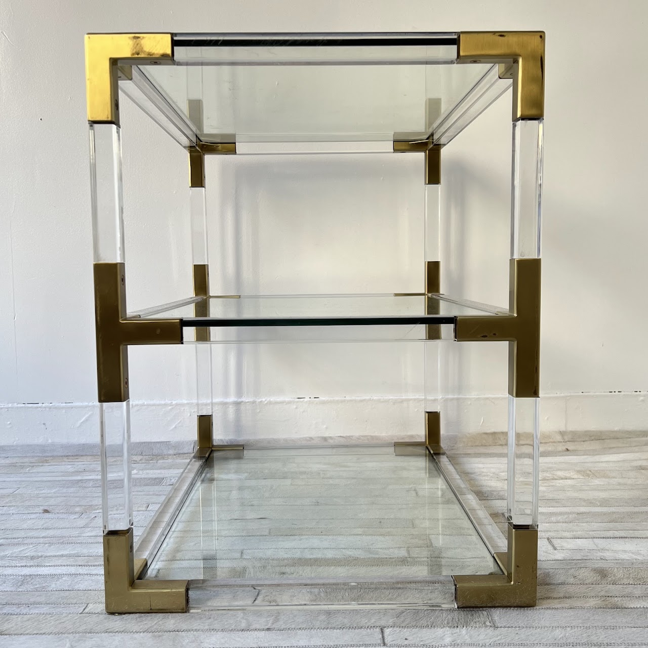 Jonathan Adler Jacques Acrylic and Brass Two-Tier Side Table #2